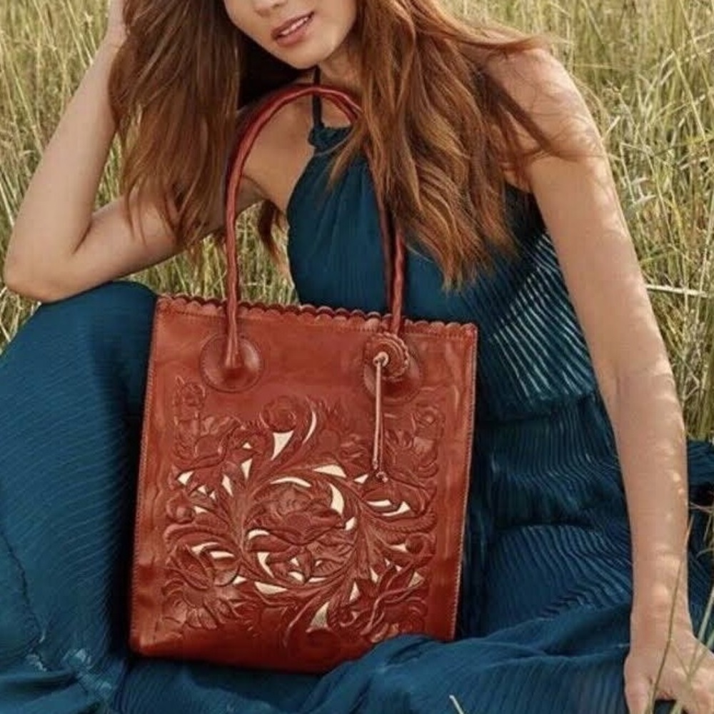 Patricia Nash Cava Metallic Tote Leather